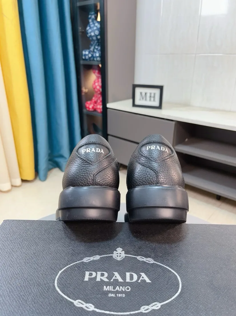 Men's shoes 💰540🌹🌹【PRADA Leather Shoes】Top purchasing agency Original imported Italian custom-made open-edge beaded cowhide leather surface, fully imported water-dyed breathable cowhide lining, original factory special molded sole super comfortable, size: 38-44